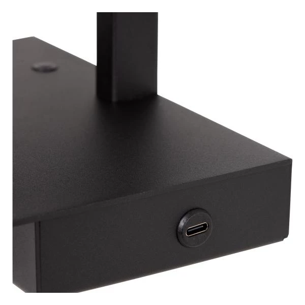 Lucide GREGORY - Bedside lamp / Wall light - 1xE27 - With USB charging point - Black - detail 4